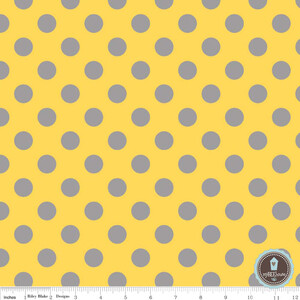 Riley Blake Medium Dots Yellow/Gray