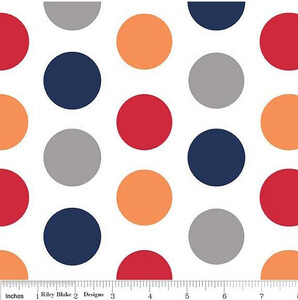 Riley Blake Large Dots 3,8cm Czerwień, Pomarańcz, Granat